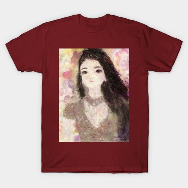 Girl's Portrait with Long Hair Impressionist Painting T-Shirt by BonBonBunny